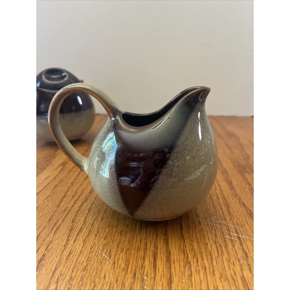 Sango Nova Brown Drip Glaze 4933 Sugar Bowl with Lid‎ and Creamer
